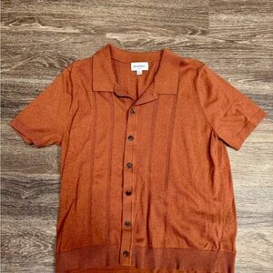 Goodfellow & Co Rust Knit Button-Front Short Sleeve Polo – Size L